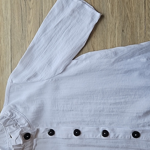 Yushi White Button Up Shirt Swing Jacket M Like New - Picture 6 of 6
